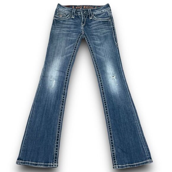 Rock Revival Distressed Celine Boot Medium Wash Jeans - Picture 2 of 12